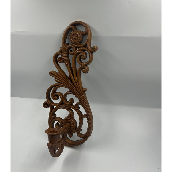 Vintage Dart Industries Boho MidCentury Wall Mounted Scone Faux Rattan Wicker - Picture 7 of 8